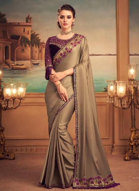 Beige Colour TFH SILVER SCREEN 15th EDITION Fancy Heavy Party Wear Mix Silk Stylish Designer Saree Collection 25011